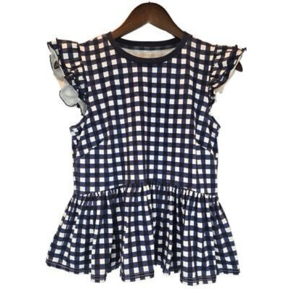 Kate Spade Ruffle Gingham Peplum Tee